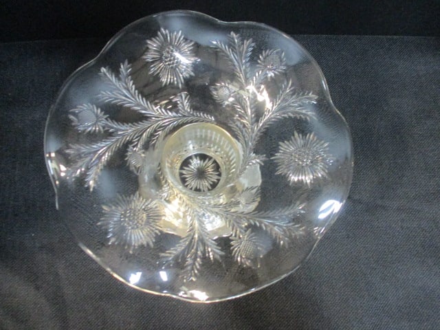 Cut Glass Vtg. Silverplate Pedestal Posy Holder - 2