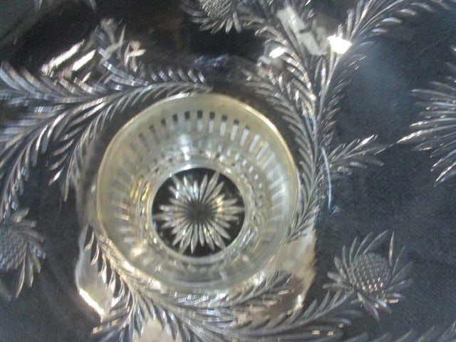 Cut Glass Vtg. Silverplate Pedestal Posy Holder - 4