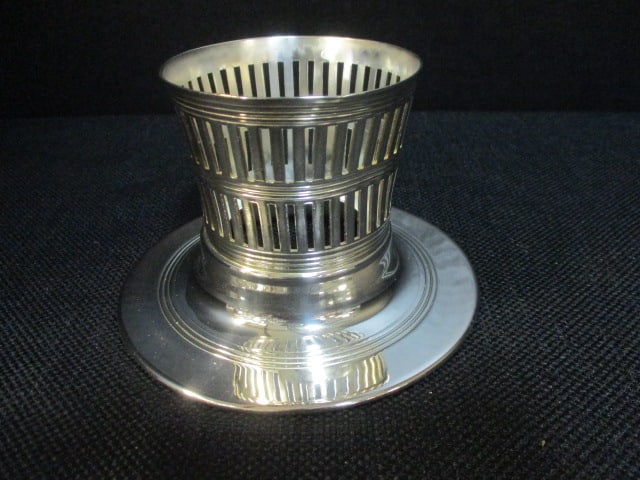 Cut Glass Vtg. Silverplate Pedestal Posy Holder - 5