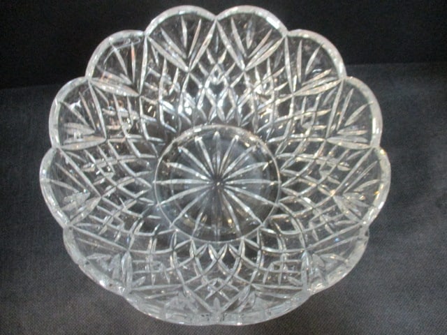 Cut Glass Lead Crystal Centerpiece Bowl w/Scalloped Rim - 2