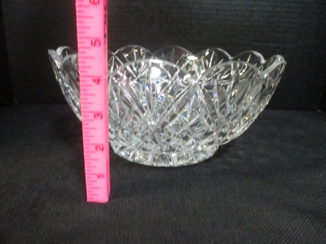 Cut Glass Lead Crystal Centerpiece Bowl w/Scalloped Rim - 4