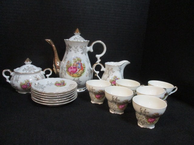 Courting Couple Porcelain Tea Set: .