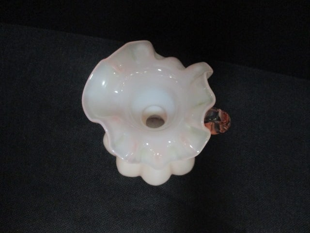 Fenton Art Glass Pink Ruffle Melon Pitcher - 2