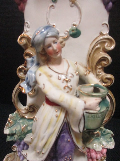 Antique German Handpainted Porcelain Figural Vase - 2
