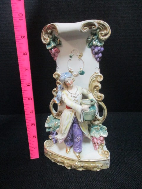 Antique German Handpainted Porcelain Figural Vase - 5