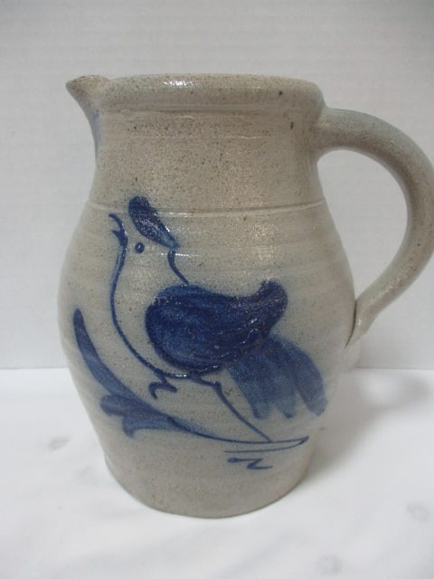 Rowe Pottery Works Cambridge,WI Salt Glazed Pitcher: 8"