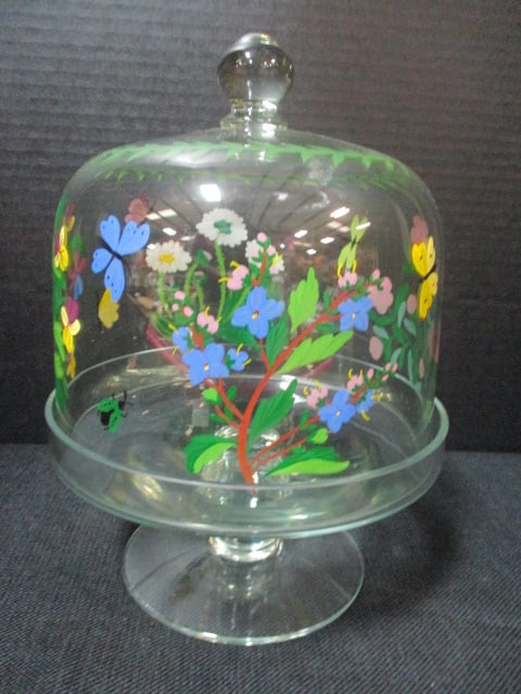 Royal Danube Handpainted Pedestal Cake Stand w/Dome: 7 1/2"