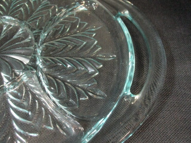 Aqua Green Glass Divided Platter - 3