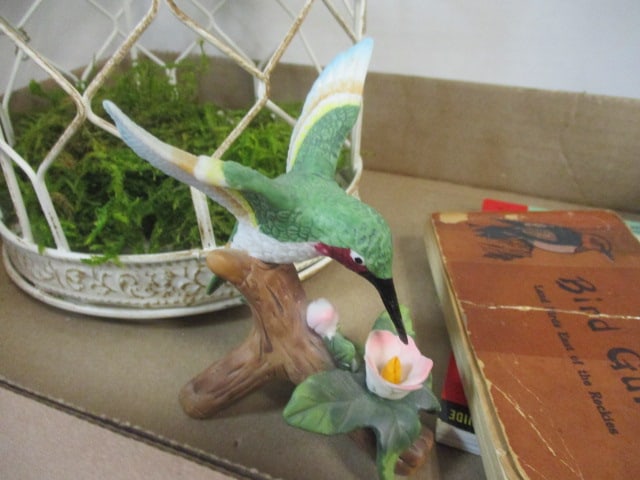 Decorative Bird Cage, Bird Books, Hummingbird Figurine - 2