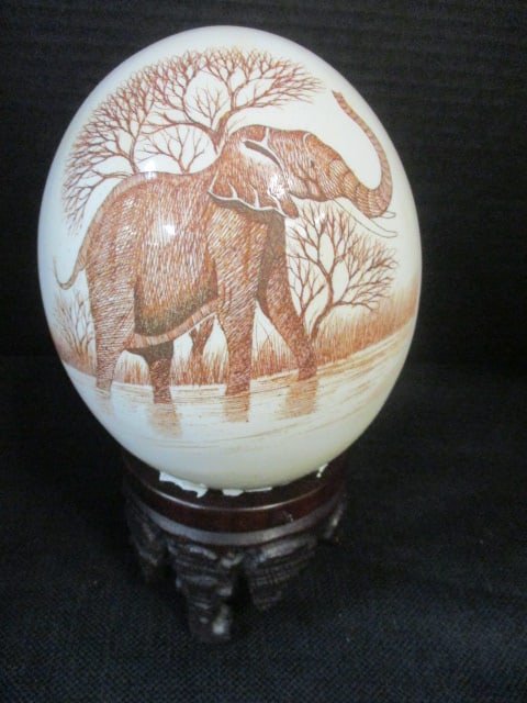 Decorative Painted Egg on Stand: 8 1/2"