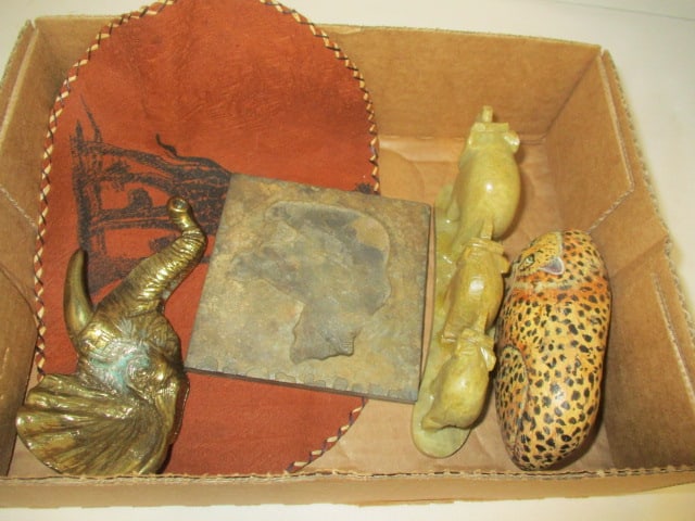 Signed Leopard Rock 4", Elephant Train 5 1/2", etc.: see all pictures