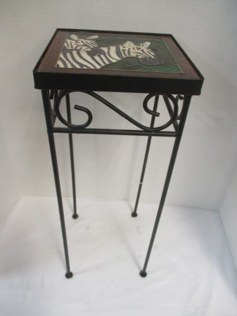 Zebra Tiled Top Occasional Table: 8 x 8 x 20