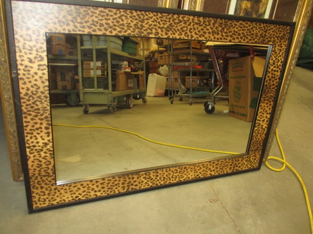 Animal Print Bordered Wall Mirror: 37 x 25