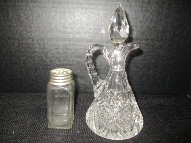 Glass & Crystal Table Grouping-2 Stems, Salt/Pepper, Cruet, etc - 5