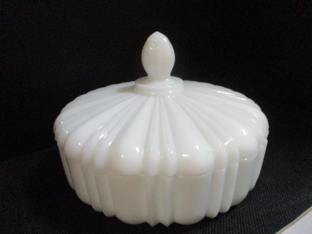 Johnson Bros. Lidded Dish, Milkglass Dish, Art Glass Ashtray, etc. - 5