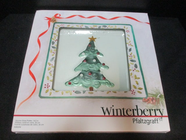 Pfaltzgraff 'Winterberry' Glass Platter in Box: 14"