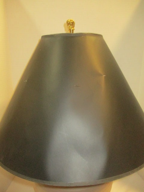 Ceramic Beige Textured Table Lamp w/Brass Elephant Finial - 4