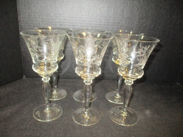 Etched Sunflower Crystal Stems (Lot of 6): 7 1/2"
