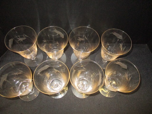 Etched Wheat Crystal Stemware (Lot of 8) - 2