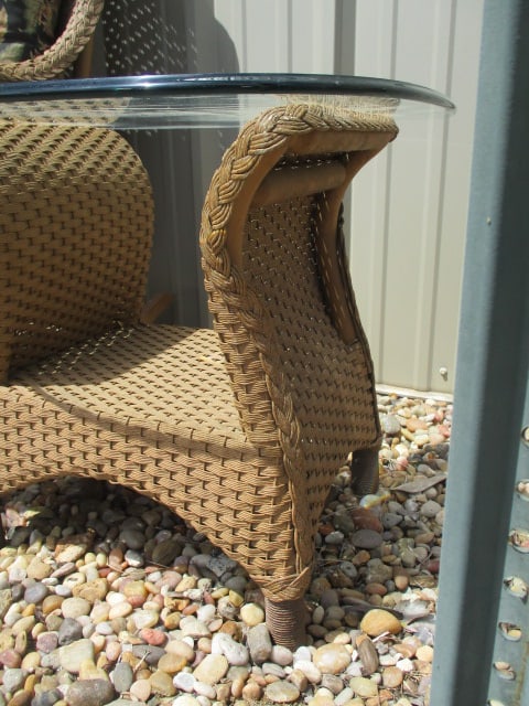 Lloyd Loom Woven Resing Indoor/Outdoor Flared Arm Rocker and Glass Top Side Table - 12