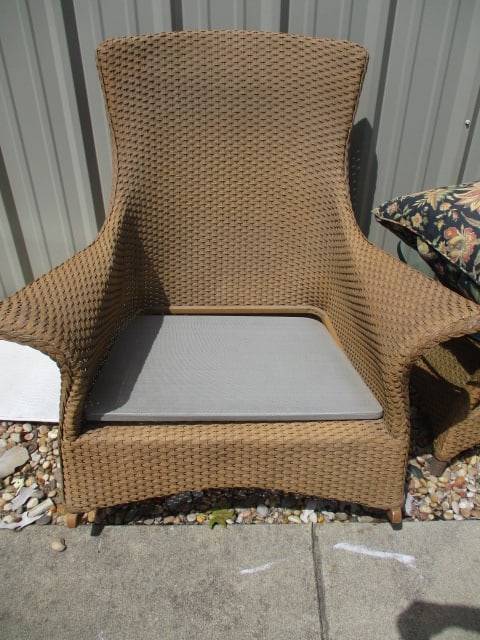 Lloyd Loom Woven Resing Indoor/Outdoor Flared Arm Rocker and Glass Top Side Table - 5
