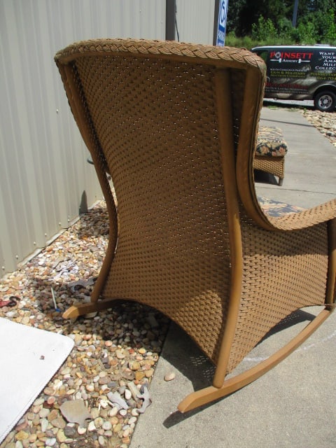 Lloyd Loom Woven Resing Indoor/Outdoor Flared Arm Rocker and Glass Top Side Table - 7