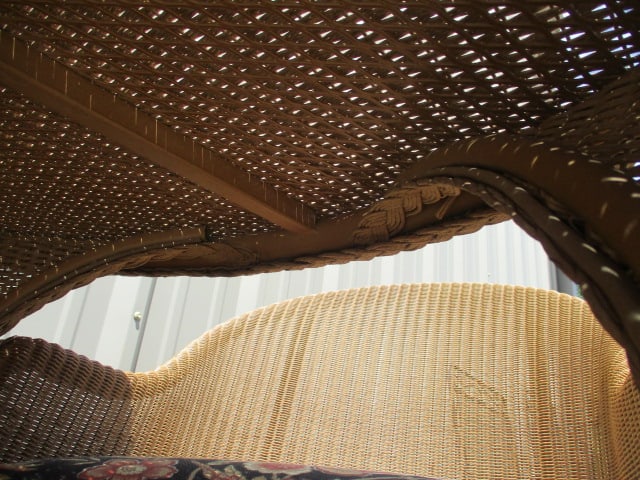 Lloyd Loom Woven Resing Indoor/Outdoor Round Table and Pair of Barrel Back Arm Chairs - 5