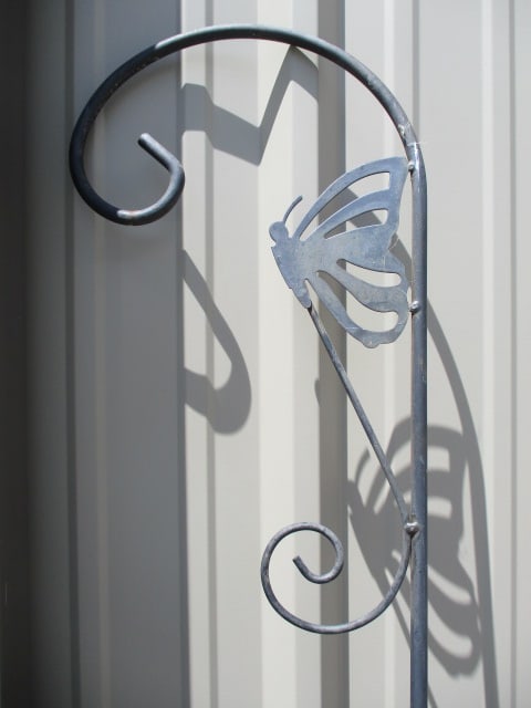 Wrought Iron Shepherd Hook with Butterfly Design - 4