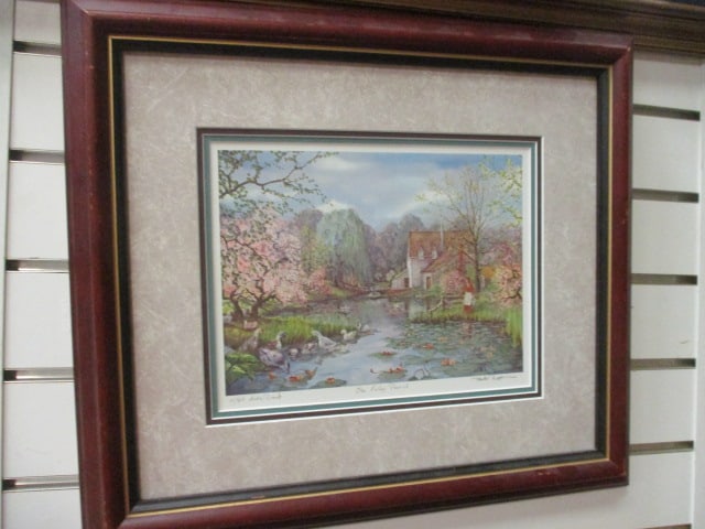 Framed and Matted Peter Robson Limited Edition Artist Proof "The Lily Pond" Print with COA: Pencil Signed and Numbered 11/95 Artist Proof with COA and Artist Bio on back, Framed and matted 17 1/2" x 15 1/2", Local Pickup Only