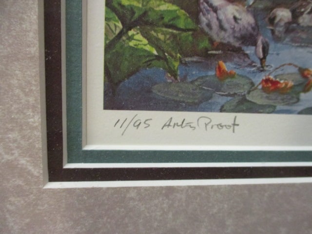 Framed and Matted Peter Robson Limited Edition Artist Proof "The Lily Pond" Print with COA - 6