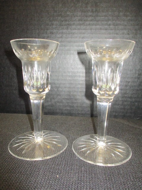 Pair of Waterford Crytal Footed Candle Holders: 5 1/2"h