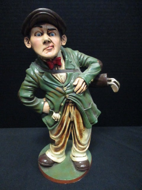 Vintage Peter Mook "The Caddie" Resin Golf Statue: 14"h, Peter Mook and "MK" in circle on base