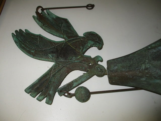 Patinaed Heavy Cast Metal Parrot Bell Wind Chime - 3