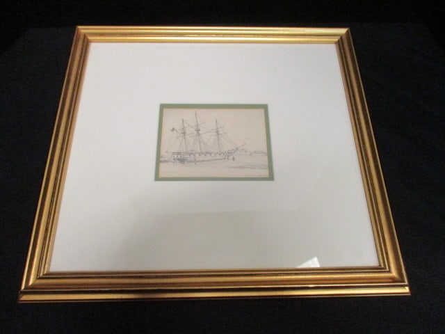John Moll "Frigate Constellation-First Ship of the US Navy Baltimore, Maryland" Print: Framed and matted 14 3/4" x 13 1/2"