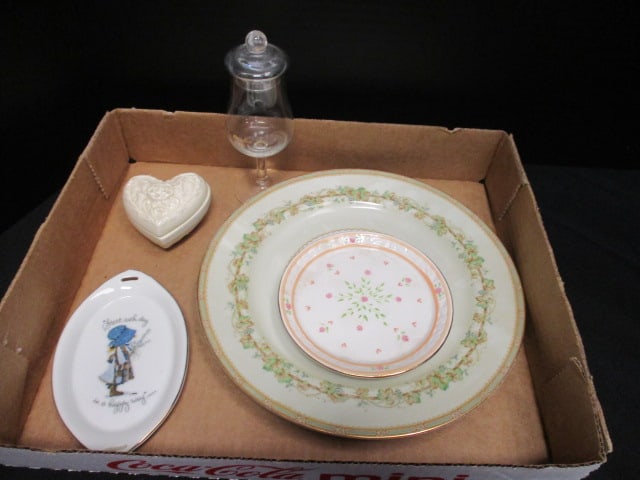 Porcelain Plates, Trinket Box and Glenmorangie Single Malt Cordial: .