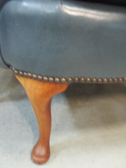 Classic Lather Furniture Co. Blue Leather Wingback Armchair with Nail Heads - 2