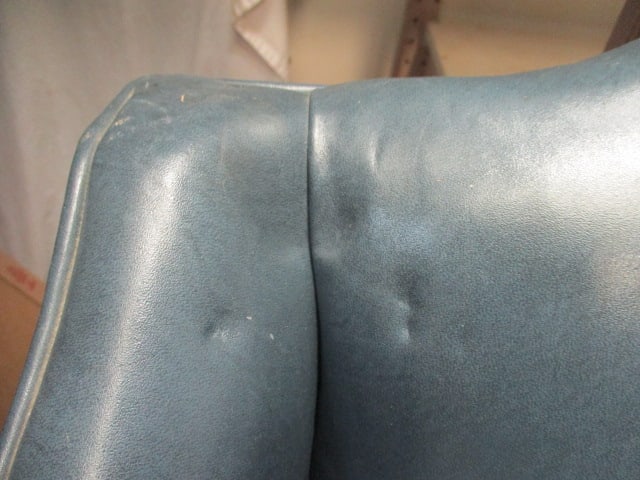 Classic Lather Furniture Co. Blue Leather Wingback Armchair with Nail Heads - 7