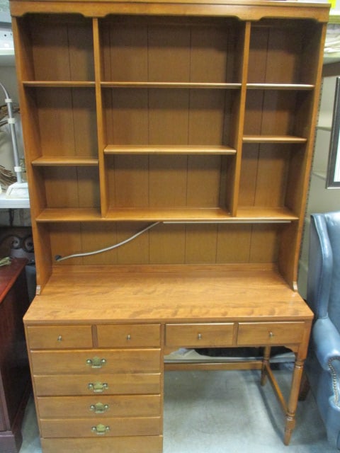 Ethan Allen 2 Piece Desk with Bookcase Hutch (1 of 8)