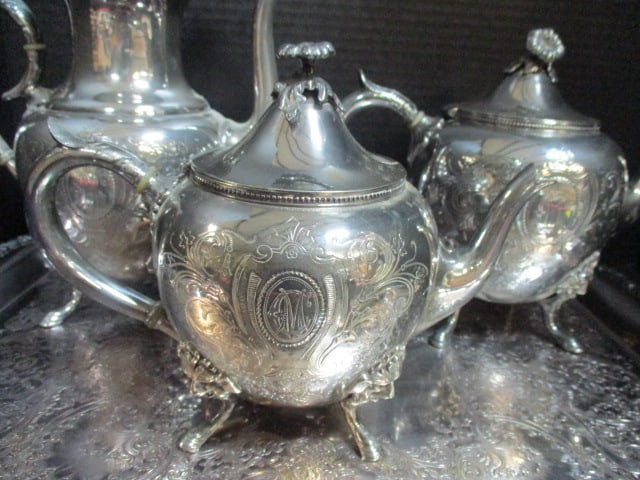 Elegant Wilcox Britannia Co. Victorian 6 Piece Silverplated Coffee/Tea Service - 6