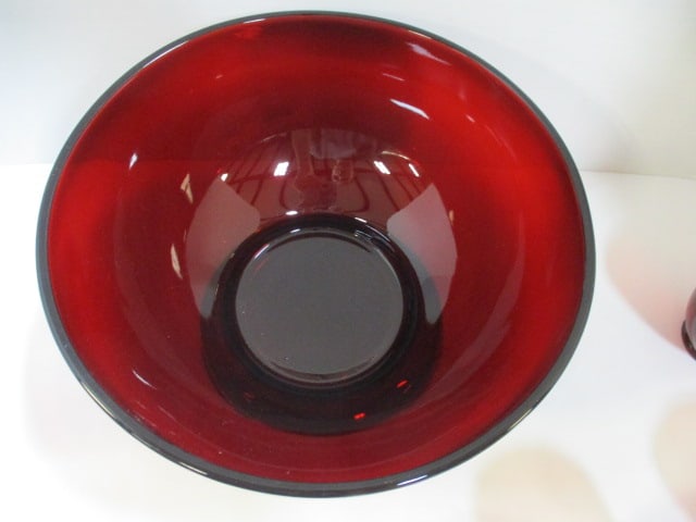 Midcentury Ruby Red Glass Punch Bowl Set - 7
