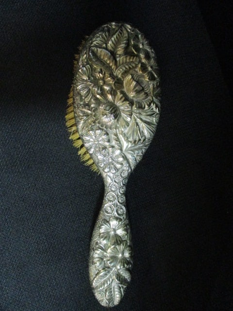 Weighted Sterling Silver Hair Brush and Hand Mirror - 6