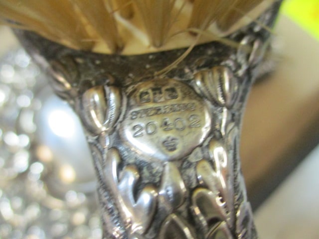 Weighted Sterling Silver Hair Brush and Hand Mirror - 8