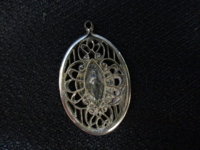 Sterling Silver Religious Medallion, Sterling Silver Handle Boot Hook, Shoe Horn and - 2