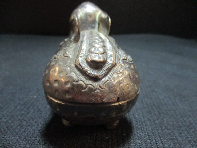 Embossed Rabbit Trinket Box Possibly Sterling Silver - 3