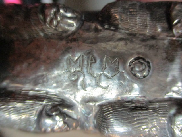 Embossed Rabbit Trinket Box Possibly Sterling Silver - 6