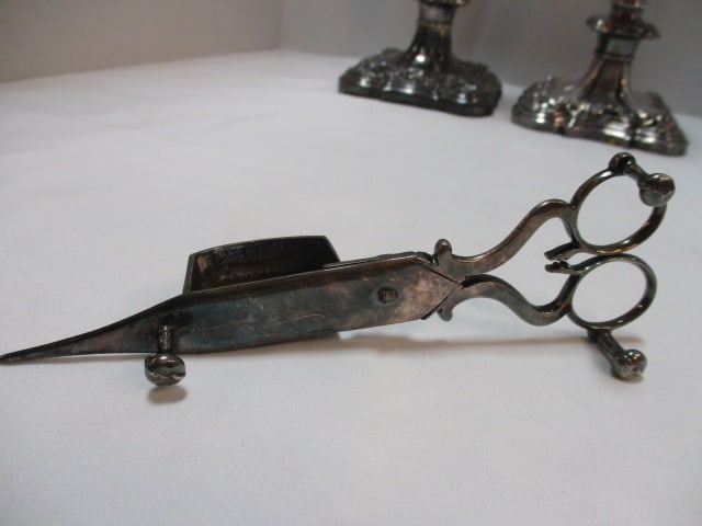 Pair of Silverplated Candlestick and Wick Scissors - 3
