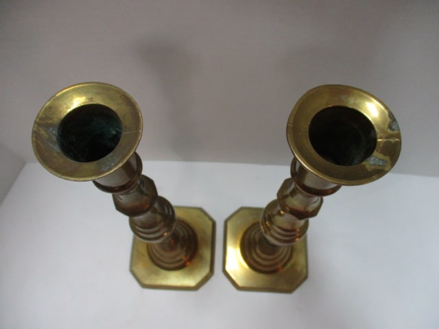Pair of Brass Candle Sticks - 4