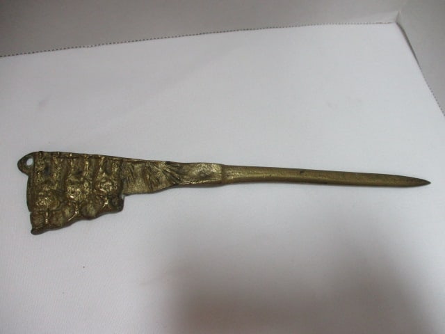 Brass Vase, Candle Holder, Tray, Letter Opener with Sheath, Bells, Slipper Ashtray and - 8