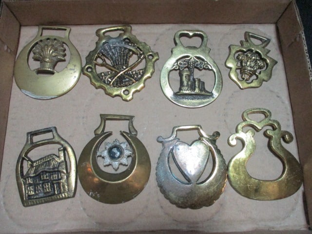 Eight Brass Saddle Medallions: See pictures and preview for selection