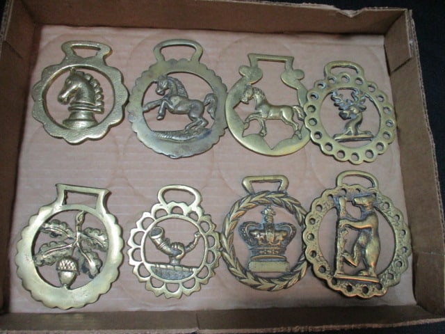 Eight Brass Saddle Medallions: See pictures and preview for selection